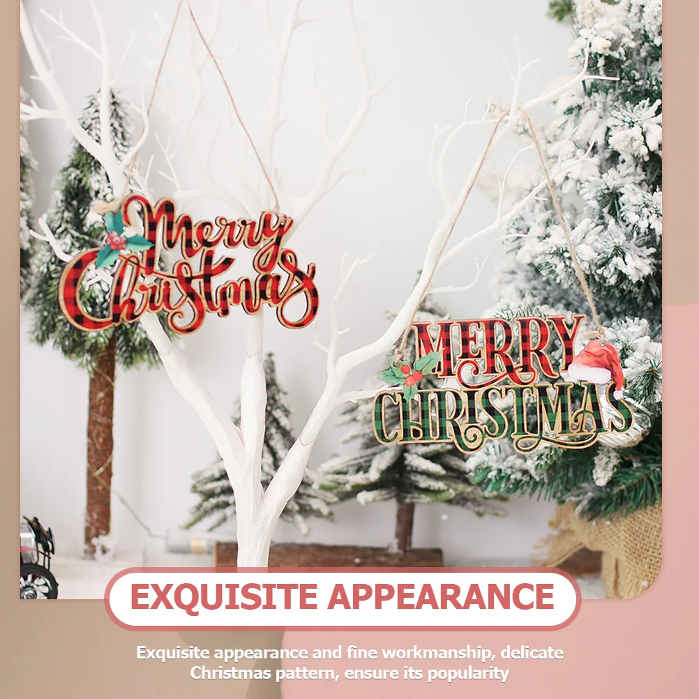 

2Pcs Christmas Wooden Hanging Ornaments Xmas Tree Pendants Decorative Xmas Party Home Office Holiday Decor Hanging Decors