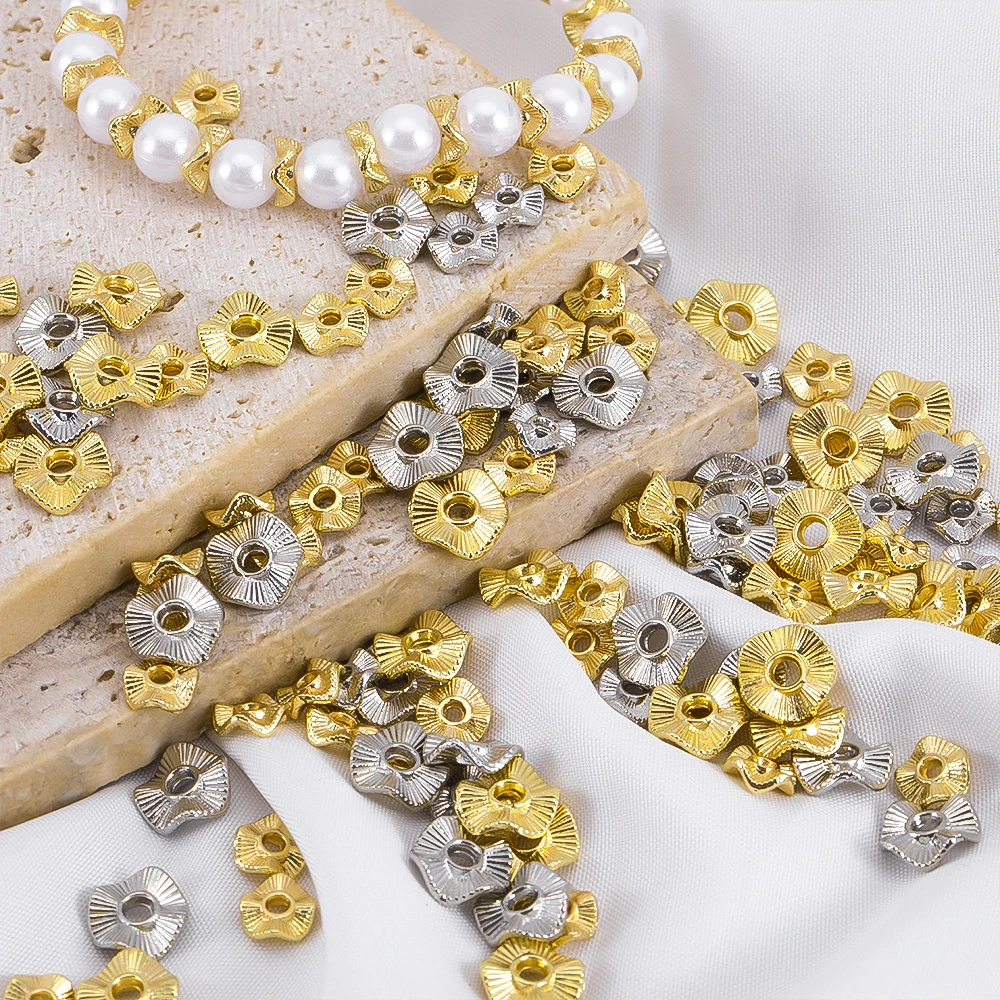 20/30/50Pcs Gold Color Plated Metal Wave Shape Spacer Beads For DIY Jewelry Making Bracelets Beads Separator Beads Accessories view 3