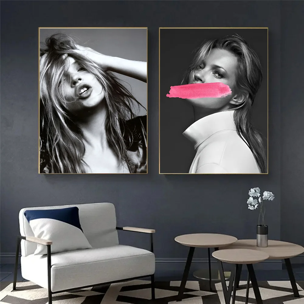 Sexy Supermodel Kate Moss Self-adhesive Art Poster HD Quality Wall Art Retro Posters For Home Home Decor