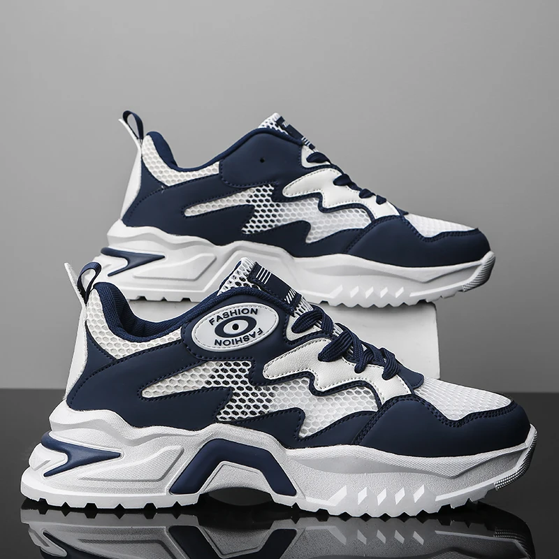 Men Summer Breathable Mesh Running Shoes Hollow Out Sneakers Cushioning Height Increasing Casual Non-slip Walking Sports Shoe