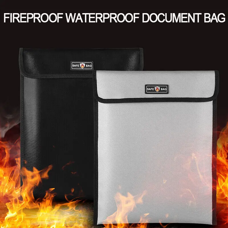

Fireproof Waterproof Document Storage Box Bag 3 Tier Fire Resistant Safe Portable Travel Storage Bag For Money Jewelry Passport