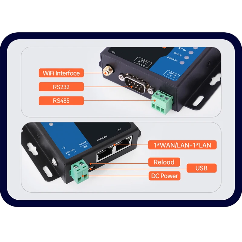 

Последовательный преобразователь RS485 RS232 в Wi-Fi Промышленный беспроводной шлюз Modbus для клиентов USR-W610 (совместимая версия Qualcomm)