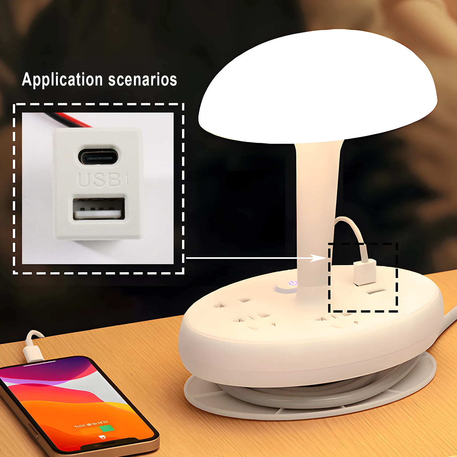 Double Layer Usb Female Base Type-C Socket and Female USB Lamp Charging Socket Power Socket With Cable Connector