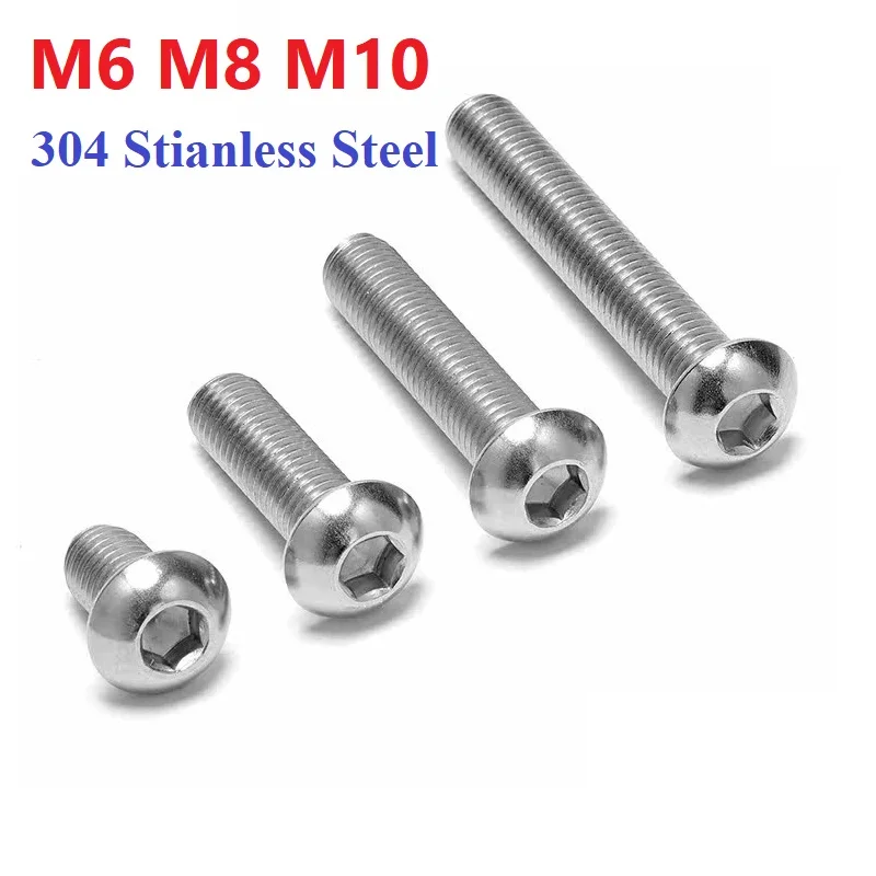 500h Passivation Salt Spray Hexagon Socket Button Head Screw M6 M8 M10 304 Stianless Steel Hex Round Head Bolt