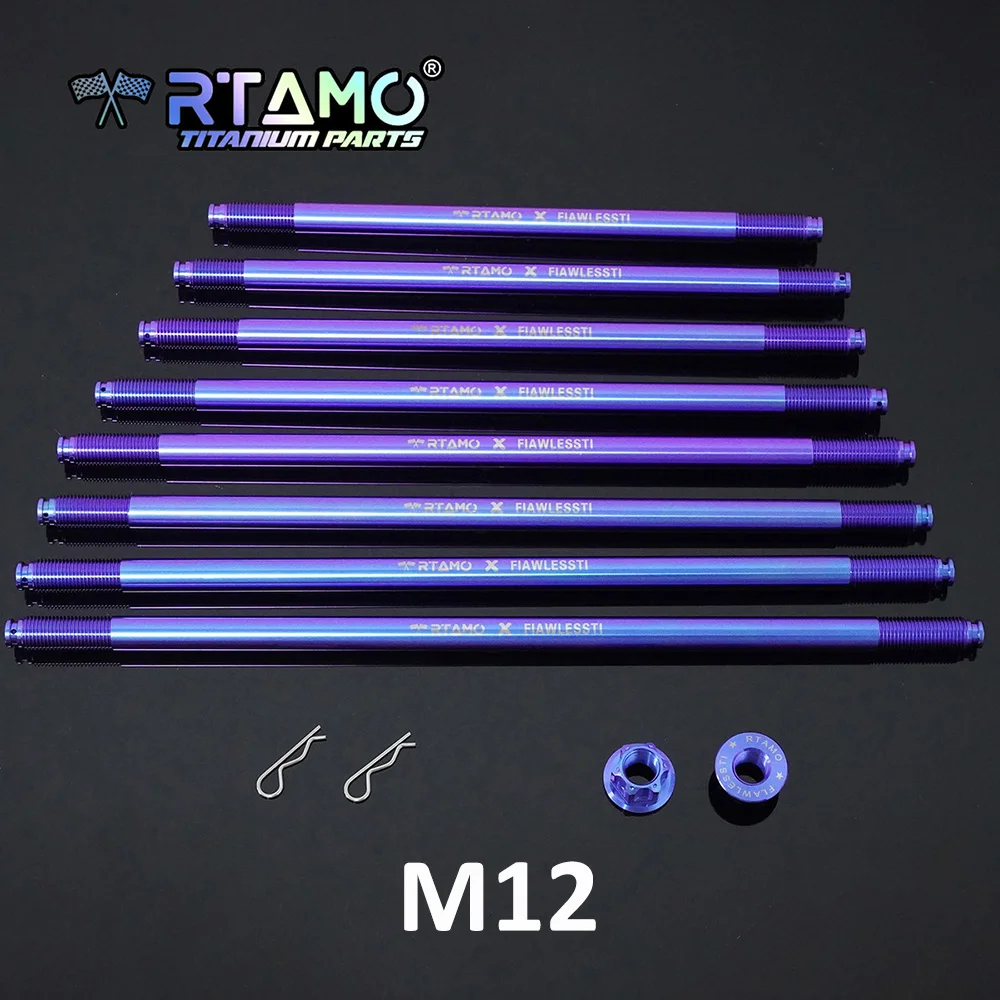 

RTAMO Gr5 Titanium Flat Shaft Set M12X 225-330mm TC4 Front Rear Axle With Nut for Suzuki Raider150F Monkey 125