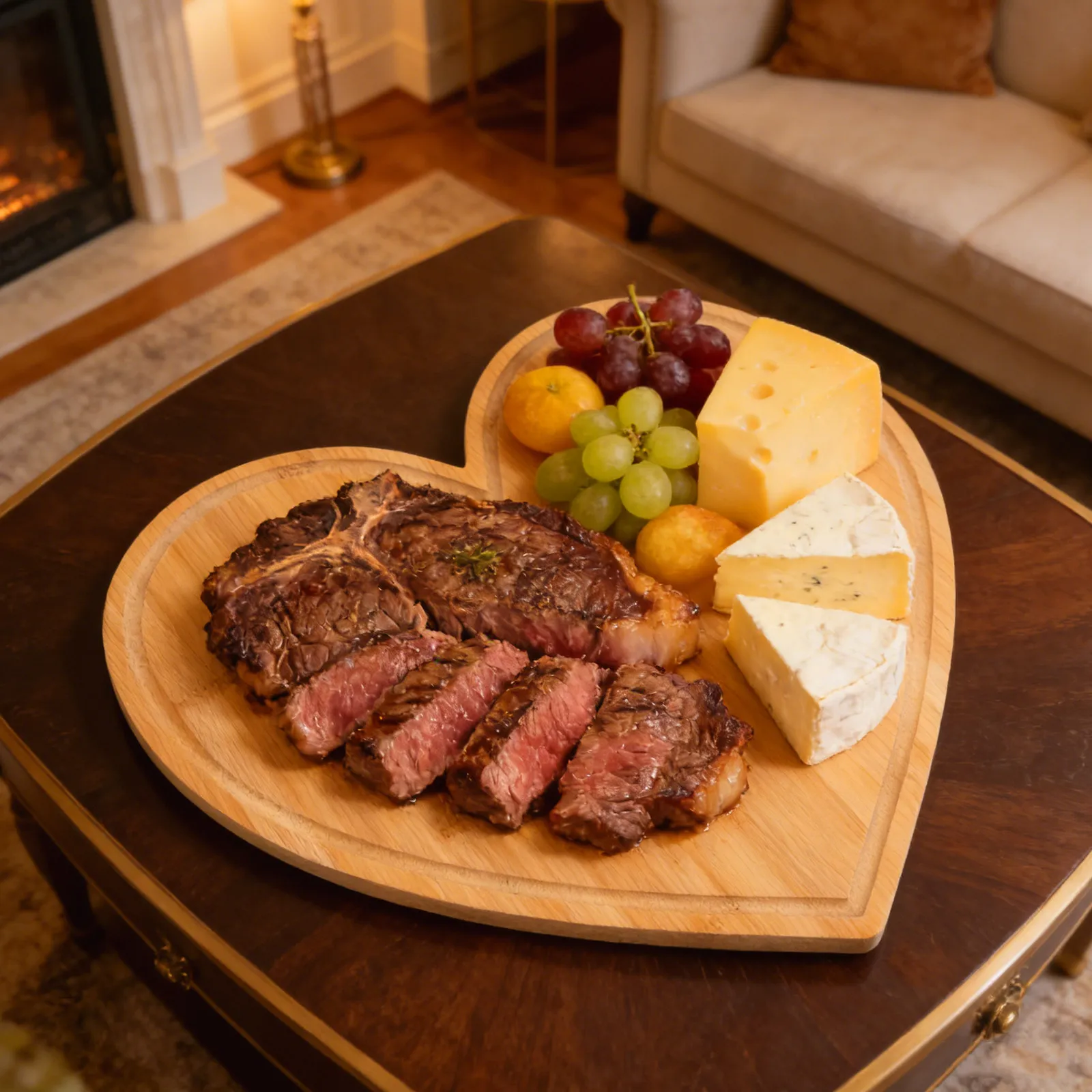 3Pcs Heart Shaped Bamboo Cutting Boards Decorative Kitchen Platter Serving Plates Multifunctional for Cheese Meat Vegetables