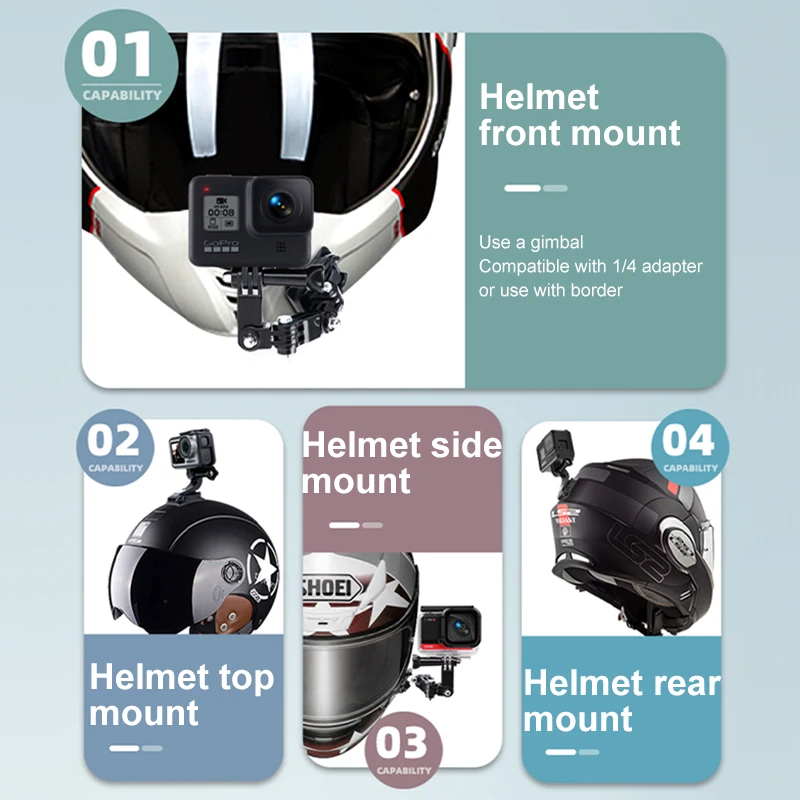 Helmet Strap Mount Bracket For Gopro Hero 11 10 9 8 7 6 Motorcycle Full Face Holder Kit Action Sports Camera Mount Accessories