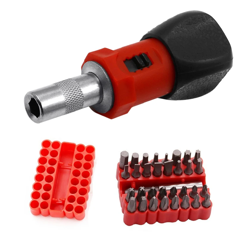 Llave de Trinquete Multifuncional, Destornillador, Porta Puntas Hexagonal de 1/4'', Juego de Puntas de Destornillador Huecas/Sólidas