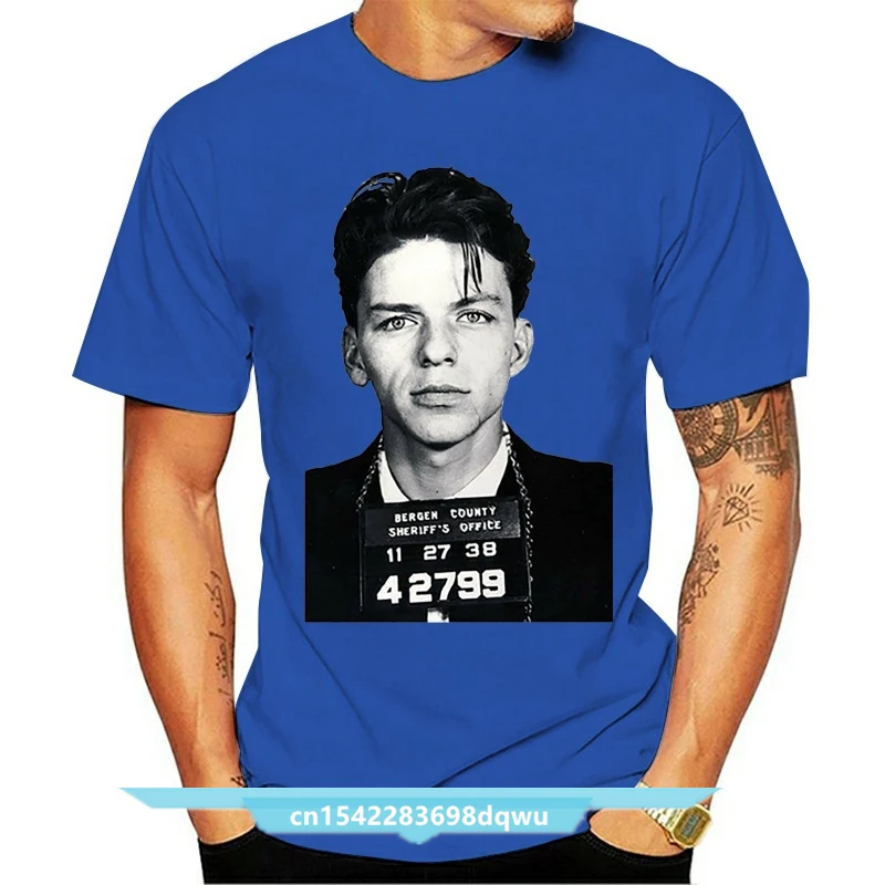 Frank Sinatra Mug Shot Wicking T-Shirt W American Flag Car Coaster Loose Size Tee Shirt