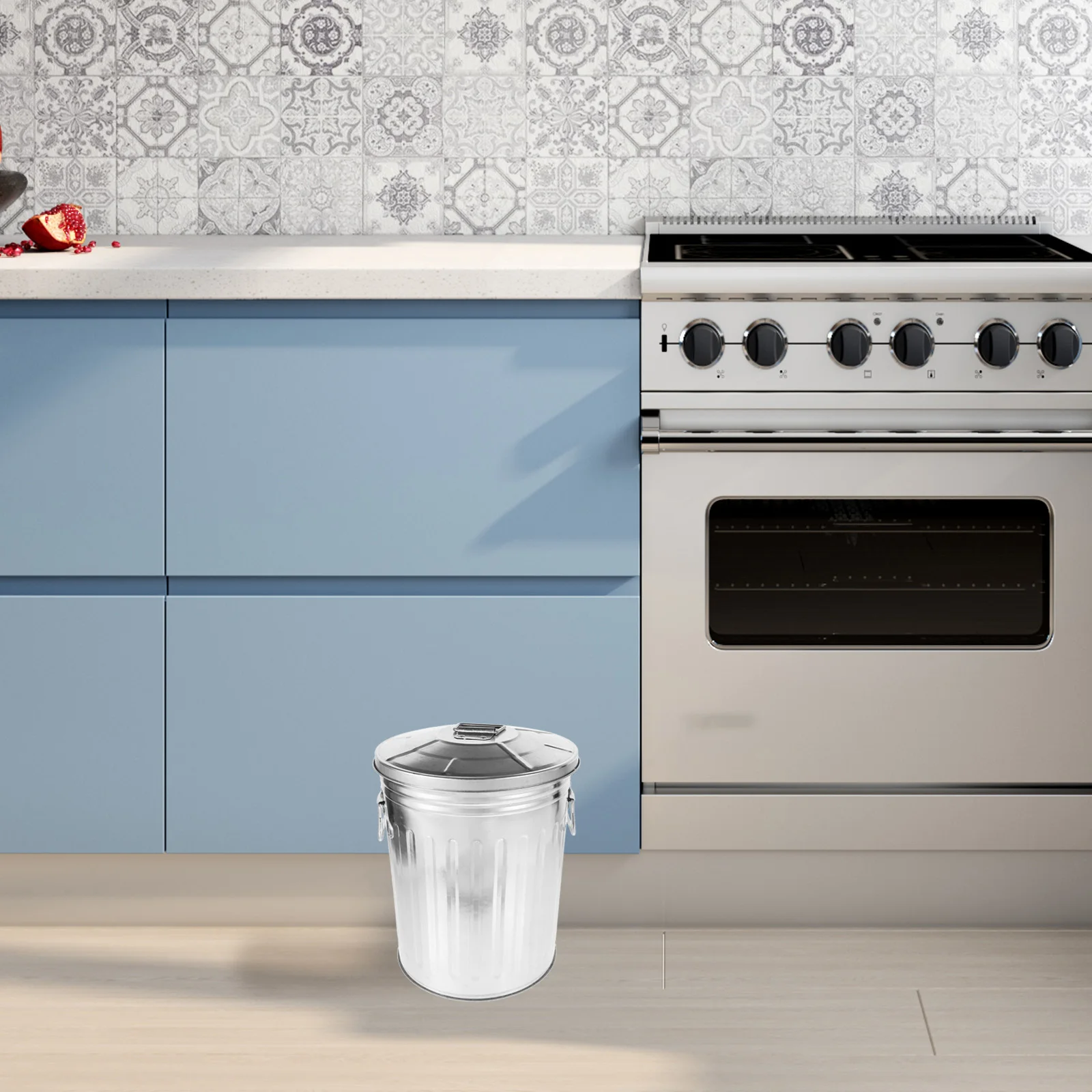 

1pc Metal Garbage Can Large Capacity Outdoor Trash Bin For Home Kitchen Office Rustic Waste Basket Recycling Dustbin