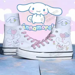 Sanrio Cinnamoroll High Tops Canvas Shoes Female Kawaii Anime Sneakers Students Winter Sweet Cute Fluffy Shoes Gift for Kids