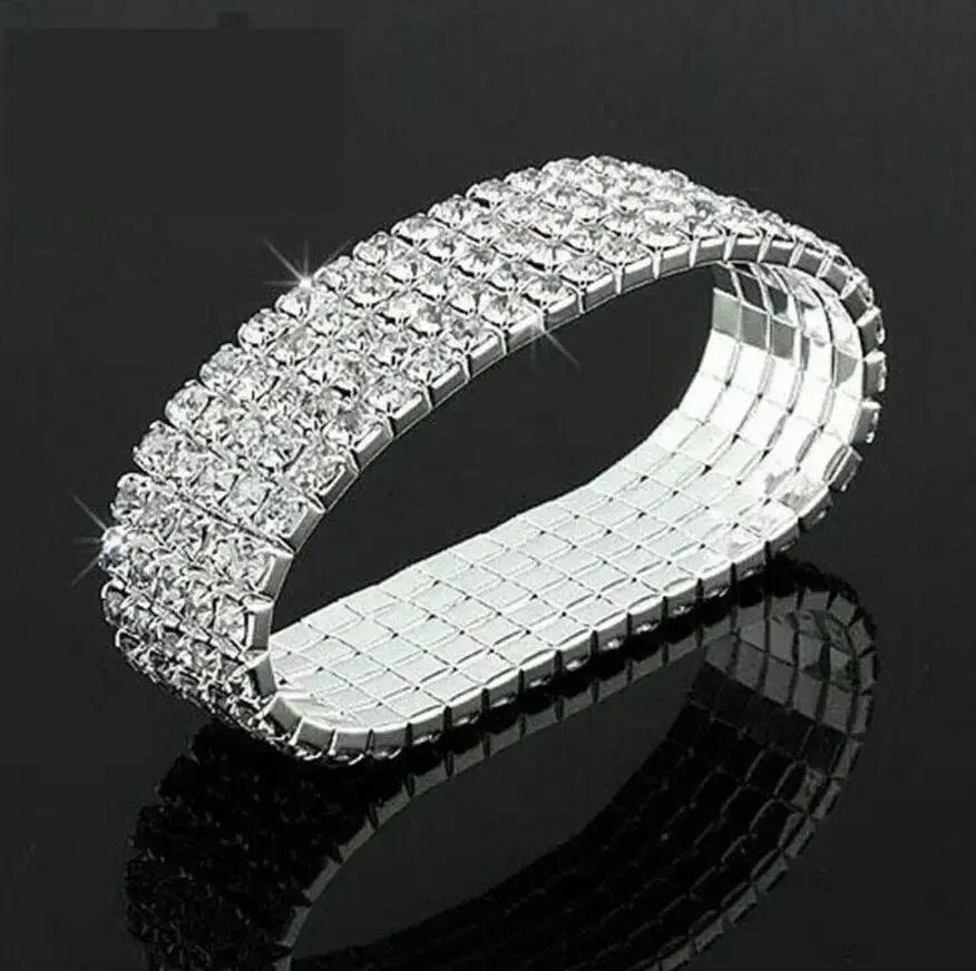 

new hot Crystal Rhinestone Stretch Bracelet Bangle Wedding Bridal Wristband