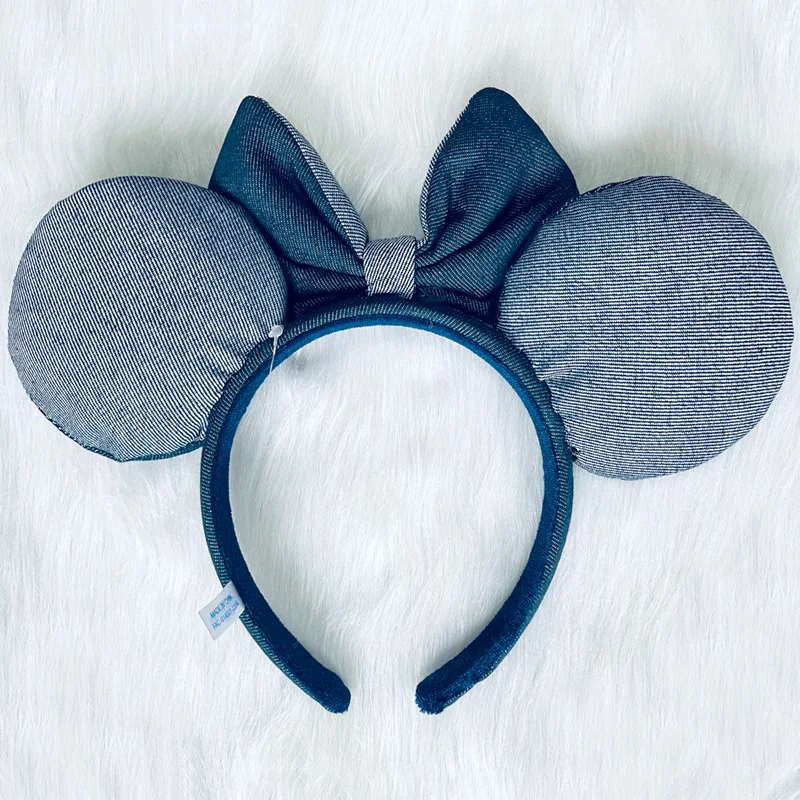 Original New Disney Navy Blue Cloth Bow Headband Simplicity Fashion Ear Mickey Minnie Ears Adult/Child Headband