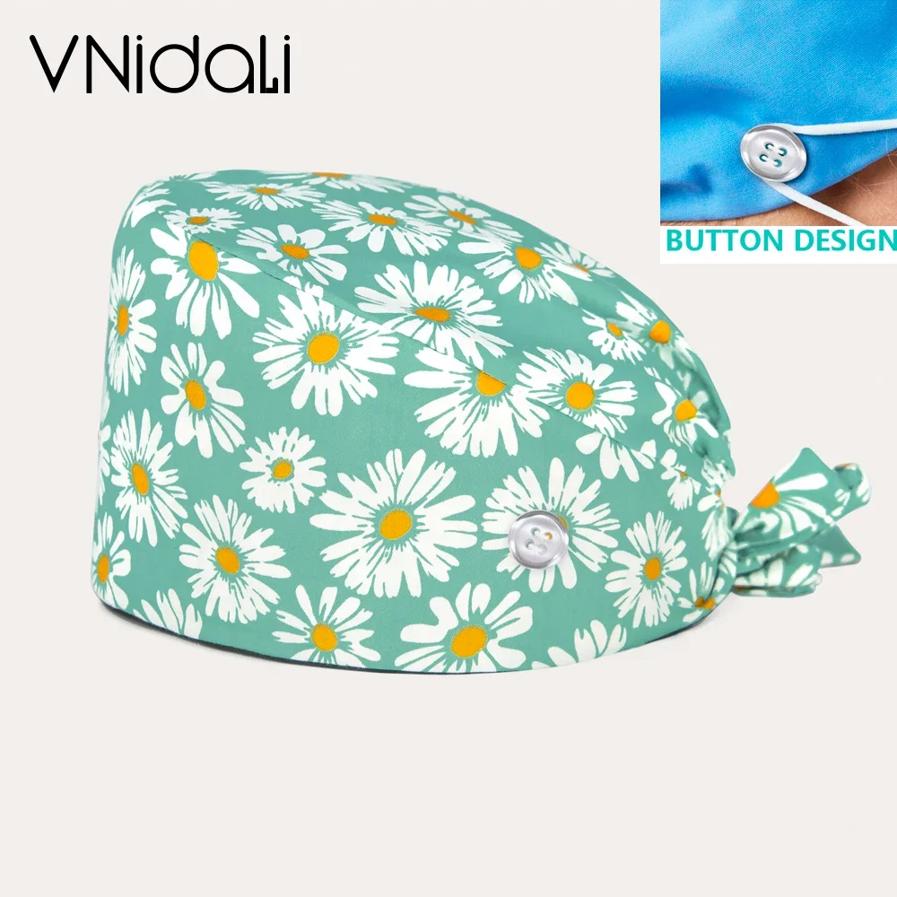 

Цветы Скрабы с принтом, шапки, регулируемые шапочки-скрабы, кепка косметолога, спа-шляпы, оператор экспериментов, зоомагазин, работа, скраб, шапки, кнопка