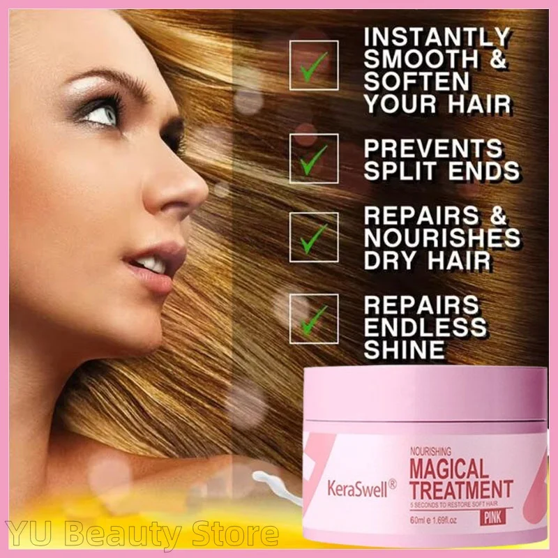 Magical Hair Mask 5 Seconds Repair Damaged Carry Hair Frizzy Soft Smooth Shiny Deep Moisturize Treat Care Essential Oil 60ml