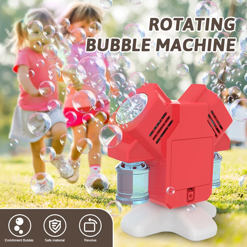 Children's Bubble Toy Double Head Rotating Light Bubble Machine Toy Parent Child Outdoor Game Without Battery Bubble Water