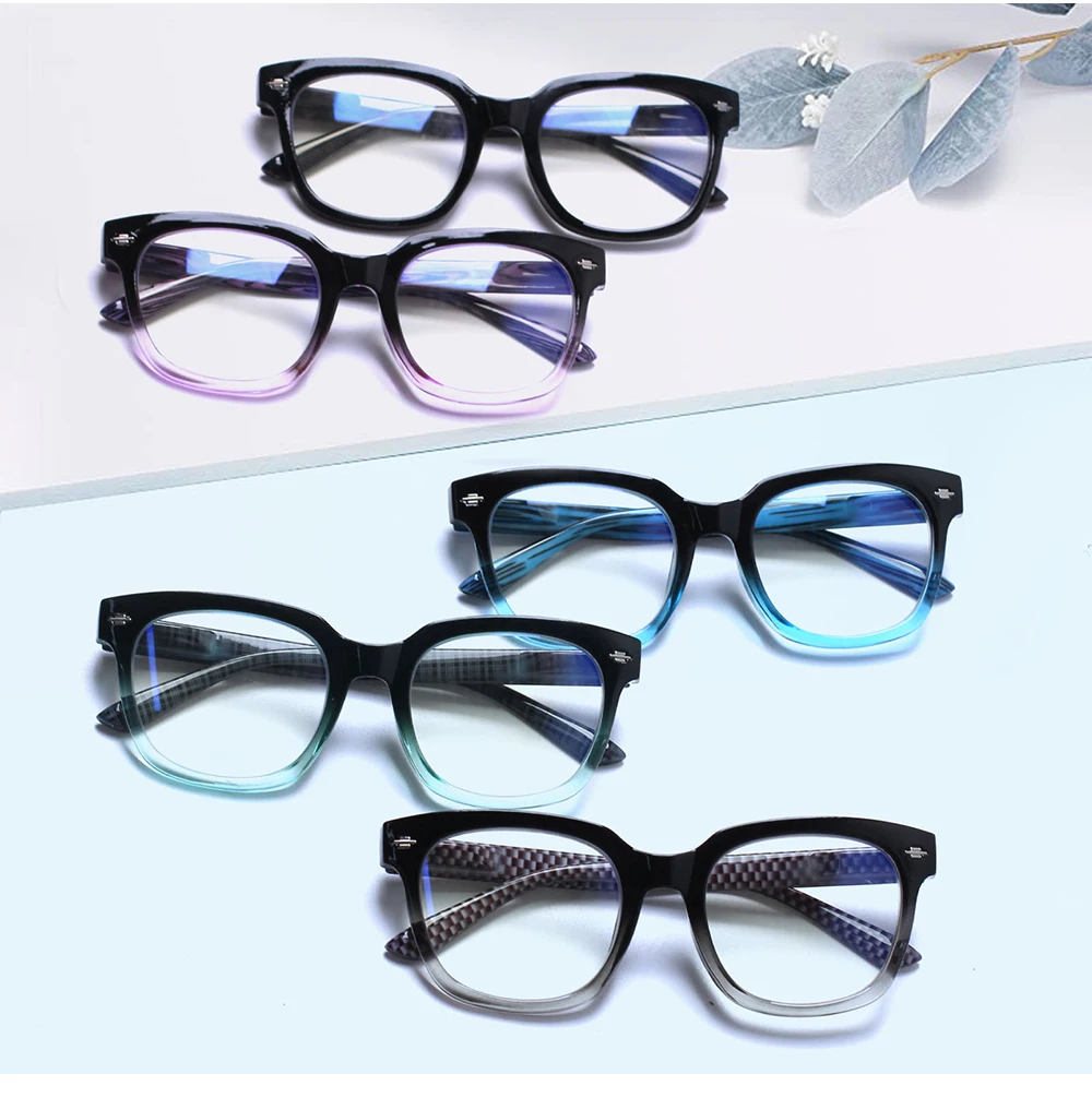 

TUREZING Rectangular Reading Glasses for Women Retro Decorative Anti-Blue Light Computer Diopter Prescription Eyeglasses for Men