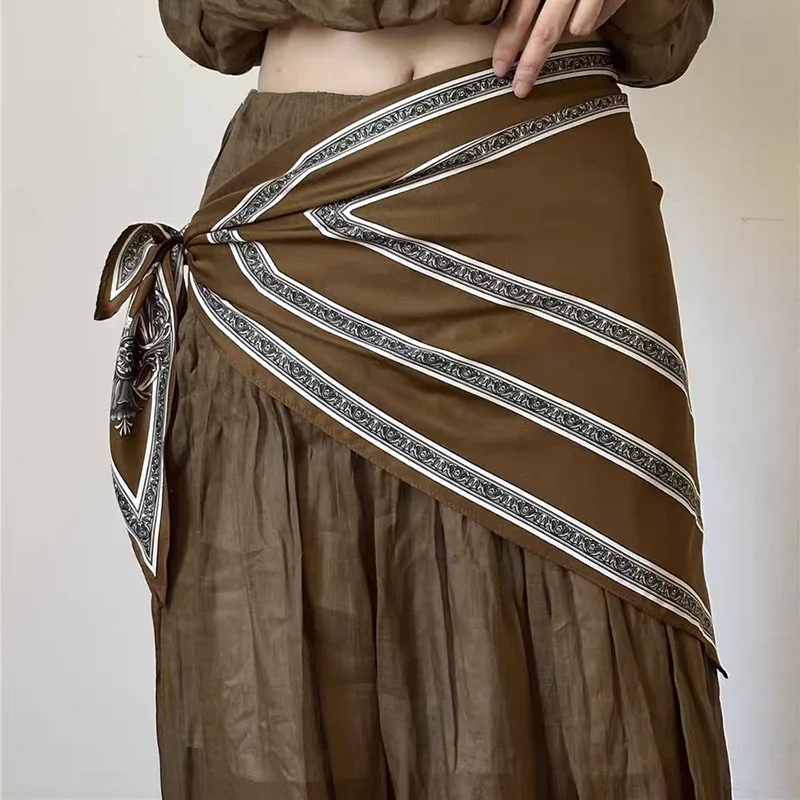 

New fashionable Korean-style decorative waist belt, scarf, women's high-end faux silk scarf, headscarf