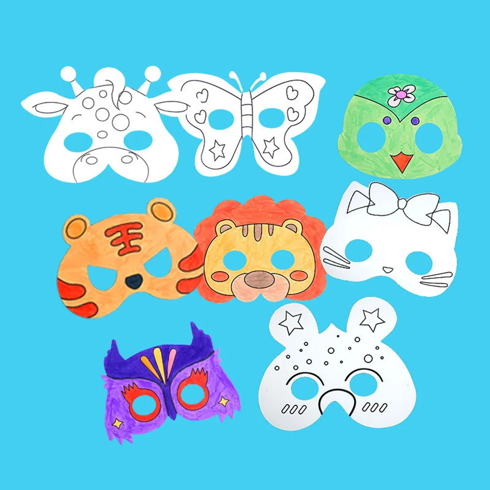 

24pcs Blank Animal Masks For Kids Diy Craft White Paper Die Cut Mask Party Favor, Art Activity Toy, Pretend Play Children