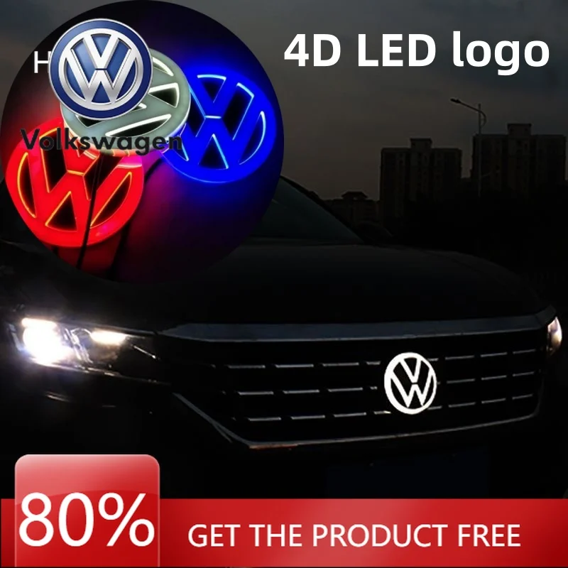

Крышки ступицы 4D светодиодный передний задний эмблема автомобиля, значок света, наклейка для VW GOLF5/6 Tiguan Touran Passat Polo Golf Jetta Beetle CC B5 B6 Ac