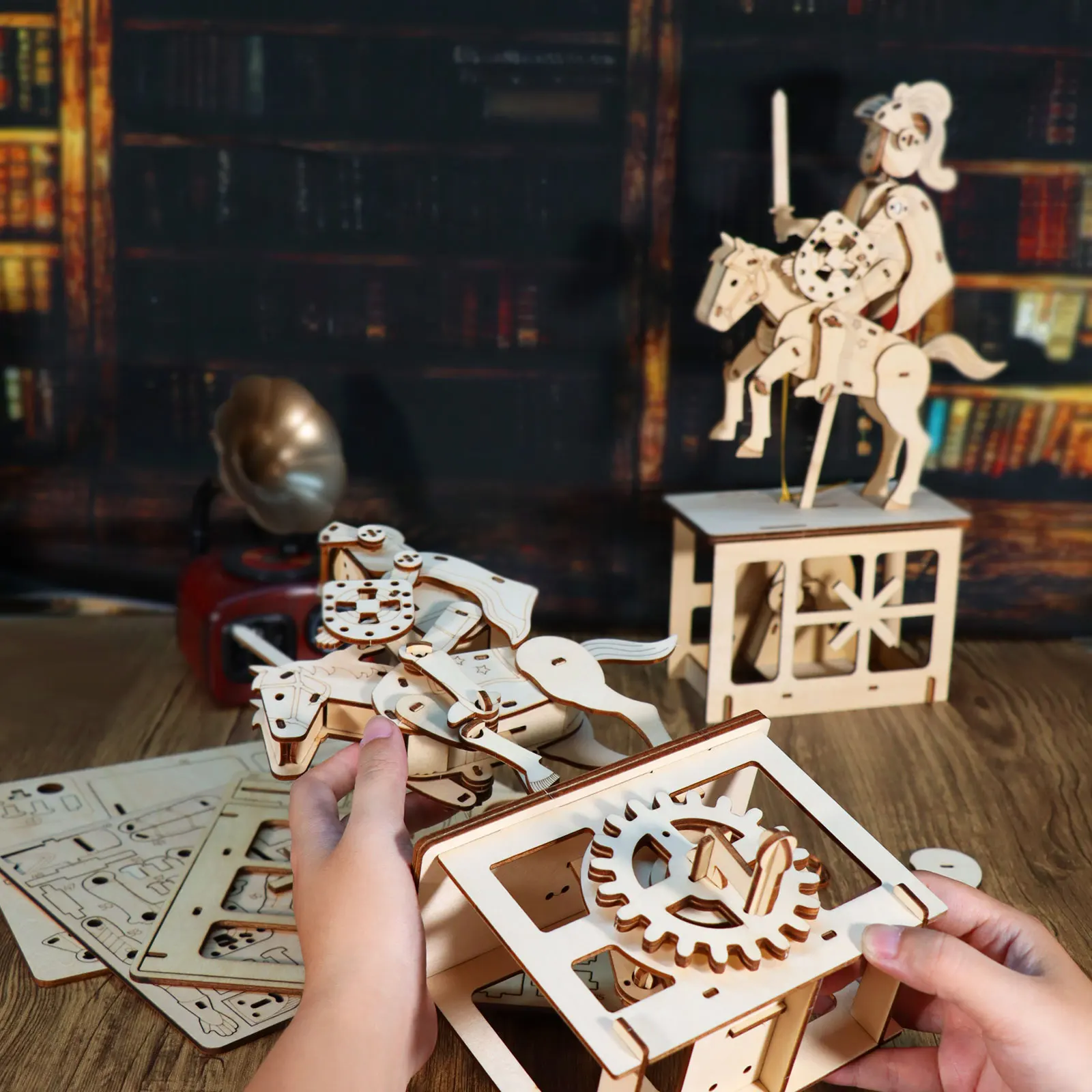 3D Wooden Puzzle Knight Diy Handmade Crafts Assembly Model Kits Creative Decoration Birthday and Christmas Gifts