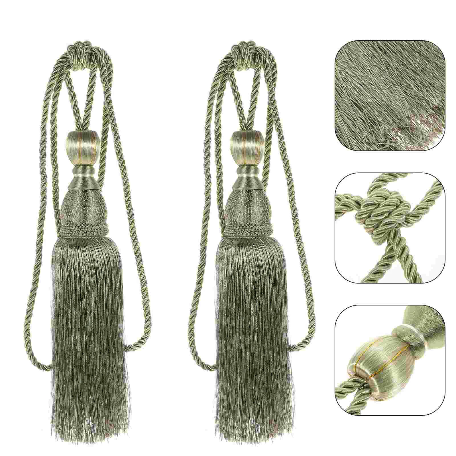 

2pcs Luxury Home Decoration Curtain Clips Acessories Hanging Belt Ball Curtain Strap Tassel Tieback Buckle(Army Green)