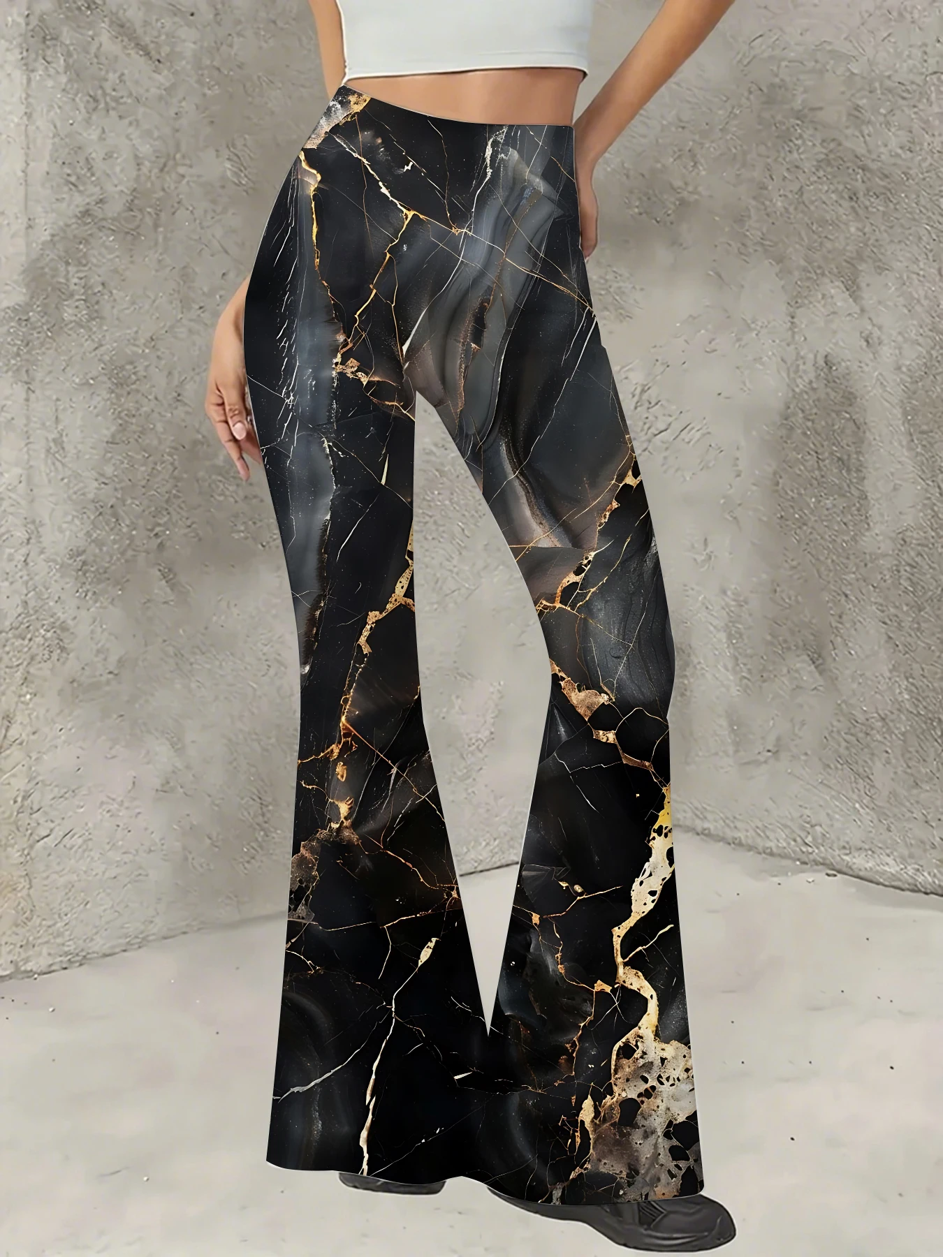 

Women's Floral Print Flare Pants Elegant Stretchy Bell Bottom Trousers Summer