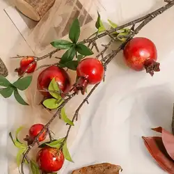 New Artificial Pomegranate Long branch 6-Fruit Artificial Fruits Flowers For Home Wedding Party Tabel Decoration Christmas Decor