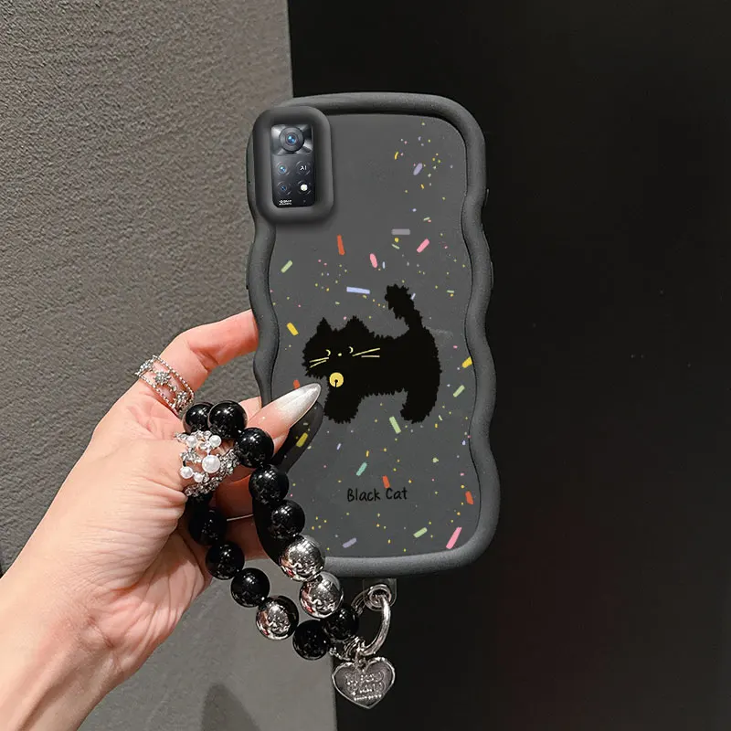 Cocok Untuk Redmi Note 11Pro 5G Casing Kucing dengan Lonceng Terbuat Dari Bahan Fleksibel Anti Gores Dan Tali Gantungan Modis