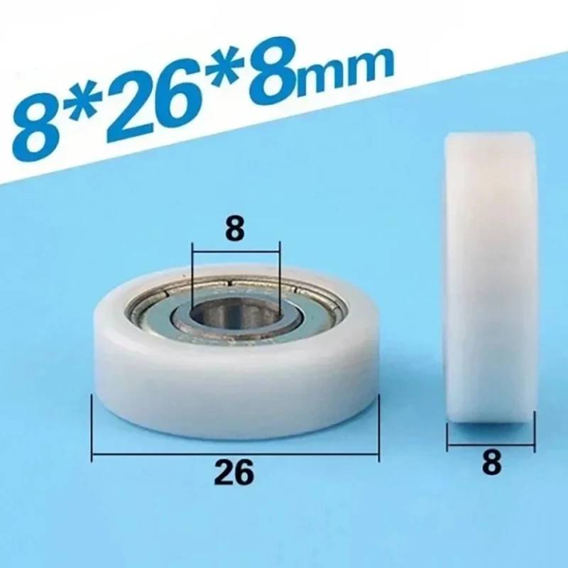 

Single 8*26*8mm Wheel with Rubber Coating, 608ZZ Bearings & Flat Rollers, POM Rubber Coated Plastic Pulley Bearings
