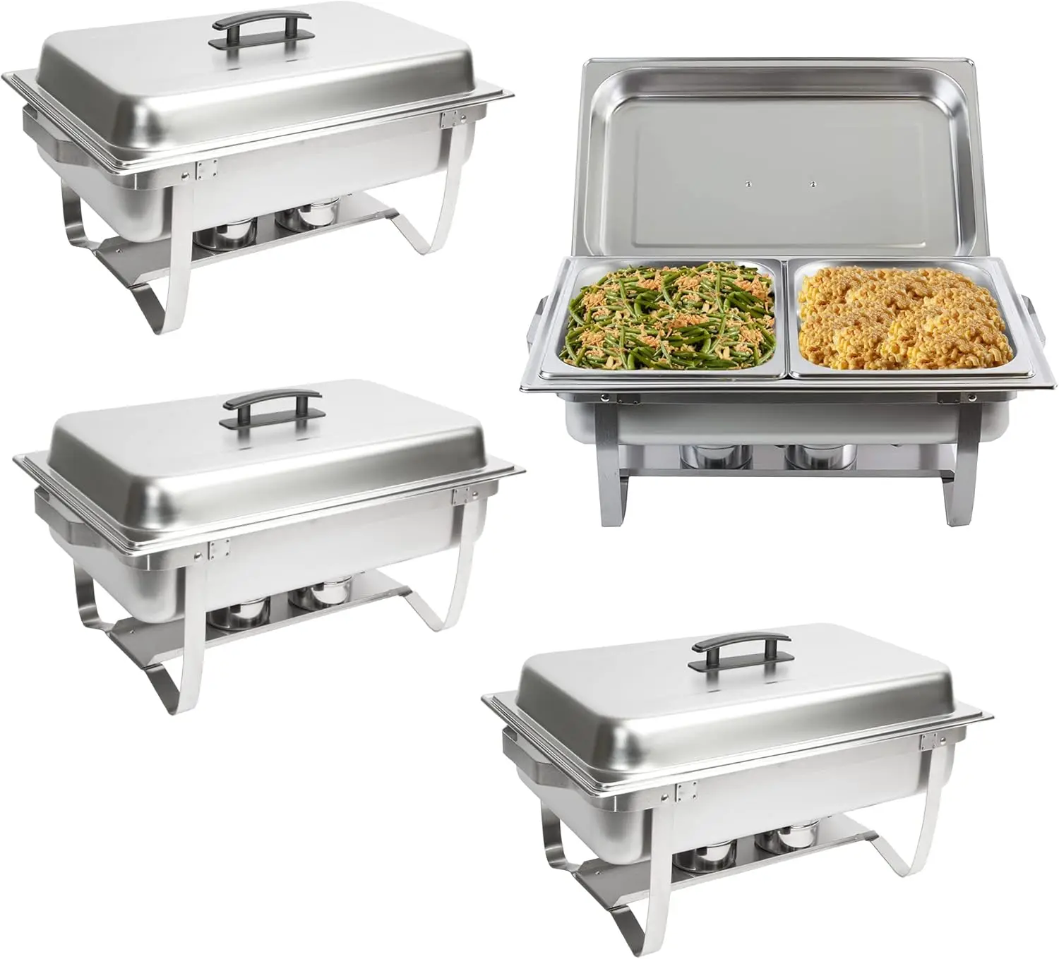 

EHOMEA2Z Chafing Dish Buffet Set (4 Pack) Chafers 8QT Buffet Servers And Warmers, Chaffing Servers With Covers