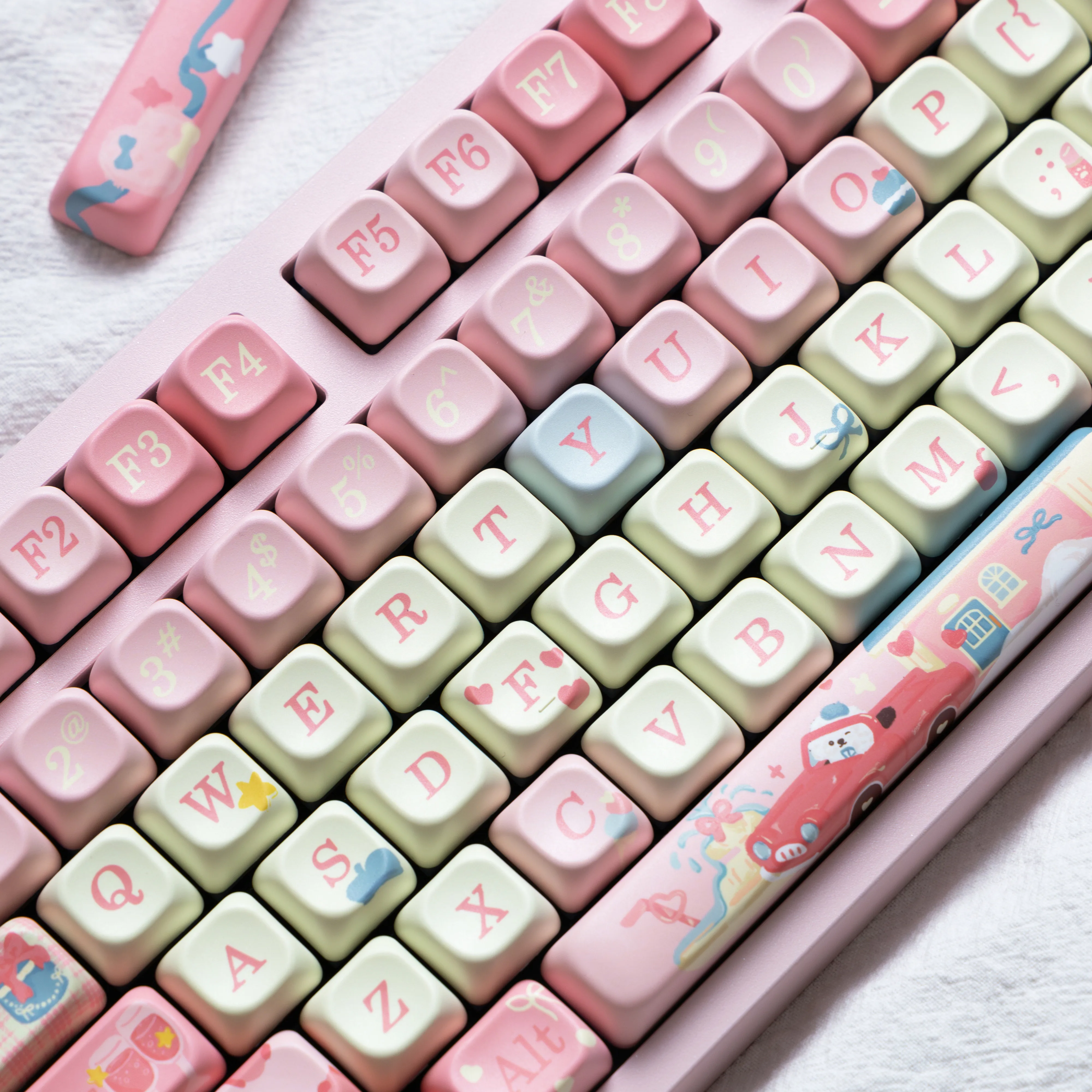 

Cute Bichon Keycaps Pink PBT Sublimation EOA Profile Keycap 133/141Keys Customized Gaming Key Caps for Mechanical Keyboard Gifts