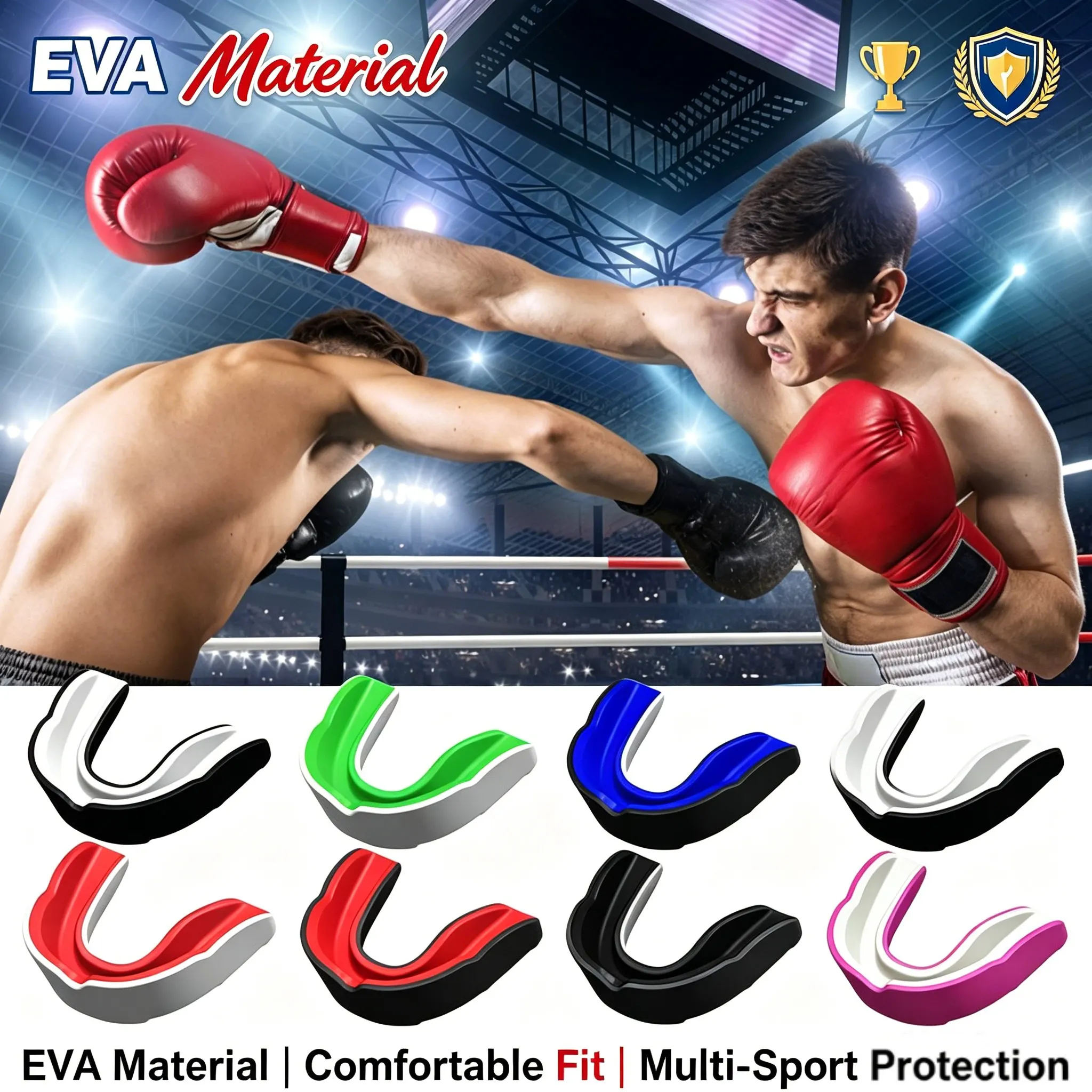 4PCS High-Impact EVA Mouth Guard For Combat Sports Boxing Basketball Dental Protector Effective Anti-Grinding Teeth Safety Gear