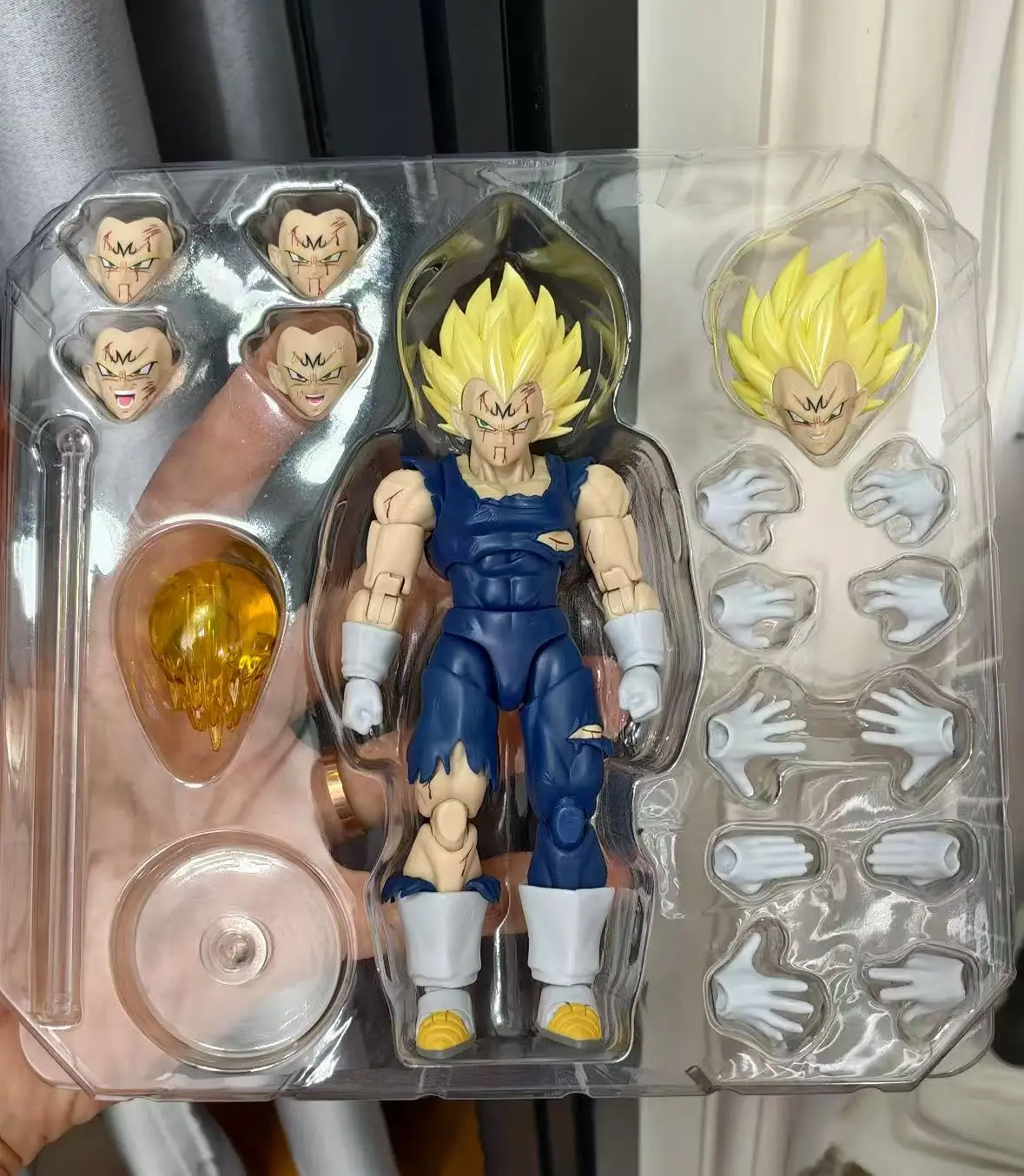 Nuevas Figuras de Acción de Anime de Dragon Ball Shf Super Saiyan Ssj Majin Vegeta con Daños de Batalla y Potencia Completa de Black Hole Toys & Tk