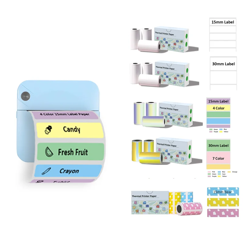 Mini Pocket Printer Label Maker Printer With 3PCS Box Thermal Sticker Paper For Notes Sticker Receipts To Do List Scrapbook 57mm