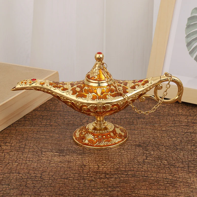 Vintage Aladdin Magic Lamp Creative Ornament Wishing Magic Lamp Metal Home Crafts Decoration