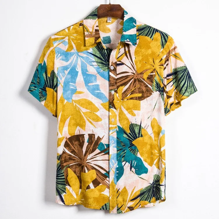 

Men's Summer Casual Short Sleeve Shirt Beach Hawaiian Style Loose Fit Regular Thickness Daily Wear Floral Print Loose Pants
