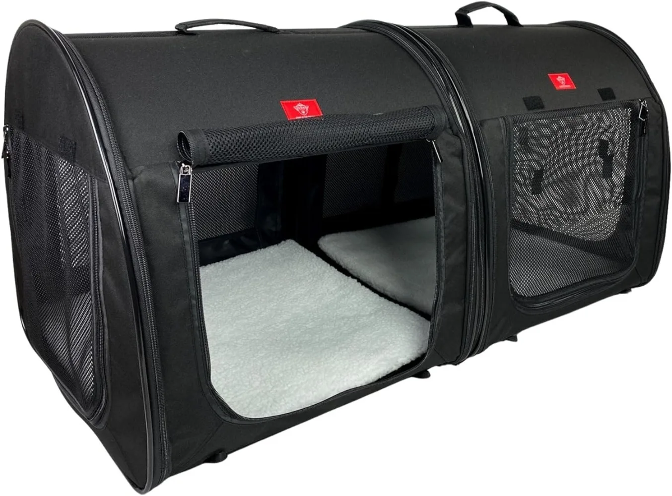 Portable 2-in-1 Double Pet Kennel Shelter Fabric Black Royal Blue 20