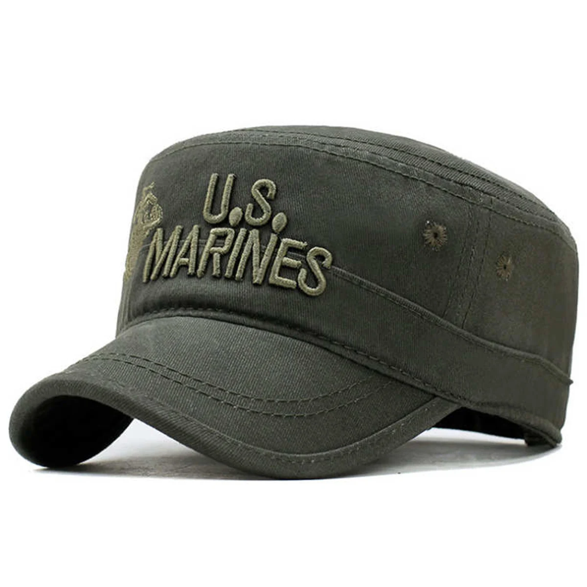 Unisex US MARINES Letter Embroidery Embroidery Military Cap Spring Autumn Outdoor Adjustable Casual Hats Men Flat Top Caps