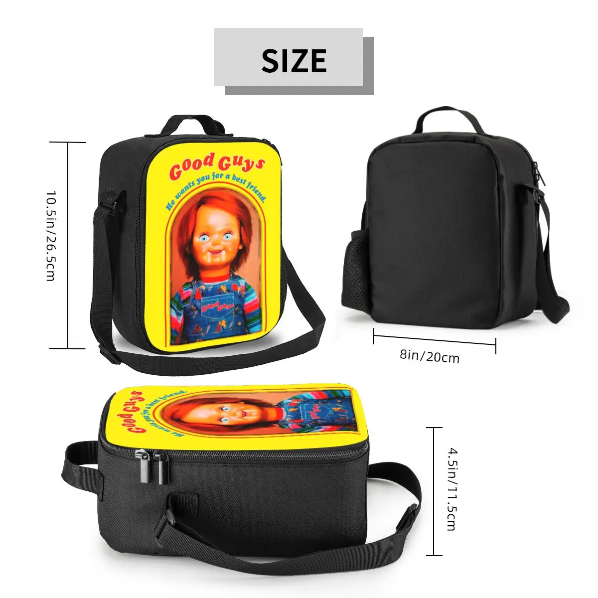 Custom Good Guys Chucky Resuable Lunch Box Leakproof Child\'s Play Doll Thermal Cooler Food Insulated Lunch Bag Kids School