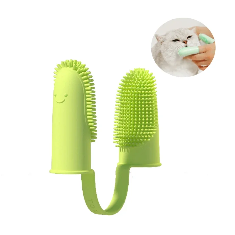

Hot Selling Diversification Soft Pet Finger Muzzle Toothbrush Addition Bad Breath Cat Dog Brush Teeth