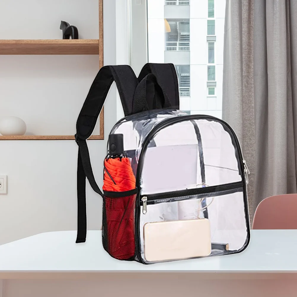 حقيبة ظهر محمولة صغيرة شفافة مقاومة للماء من مادة PVC شفافة للتنقل اليومي والتسوق والسفر خفيفة الوزن للجنسين