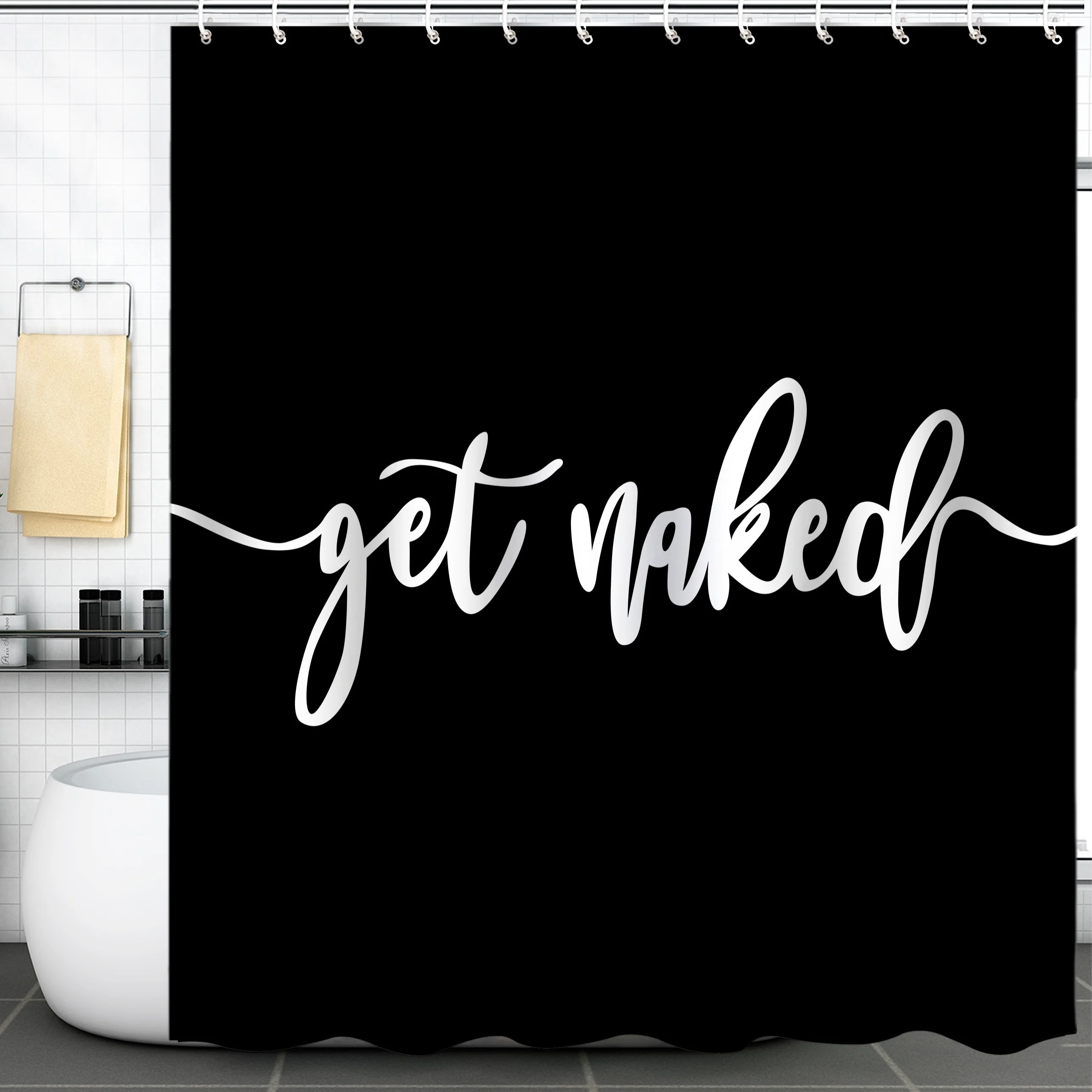 

Элегантная черно-белая водонепроницаемая занавеска для душа с художественным словом — идеальный выбор, чтобы добавить удовольствие и современность в вашей ванную комнату