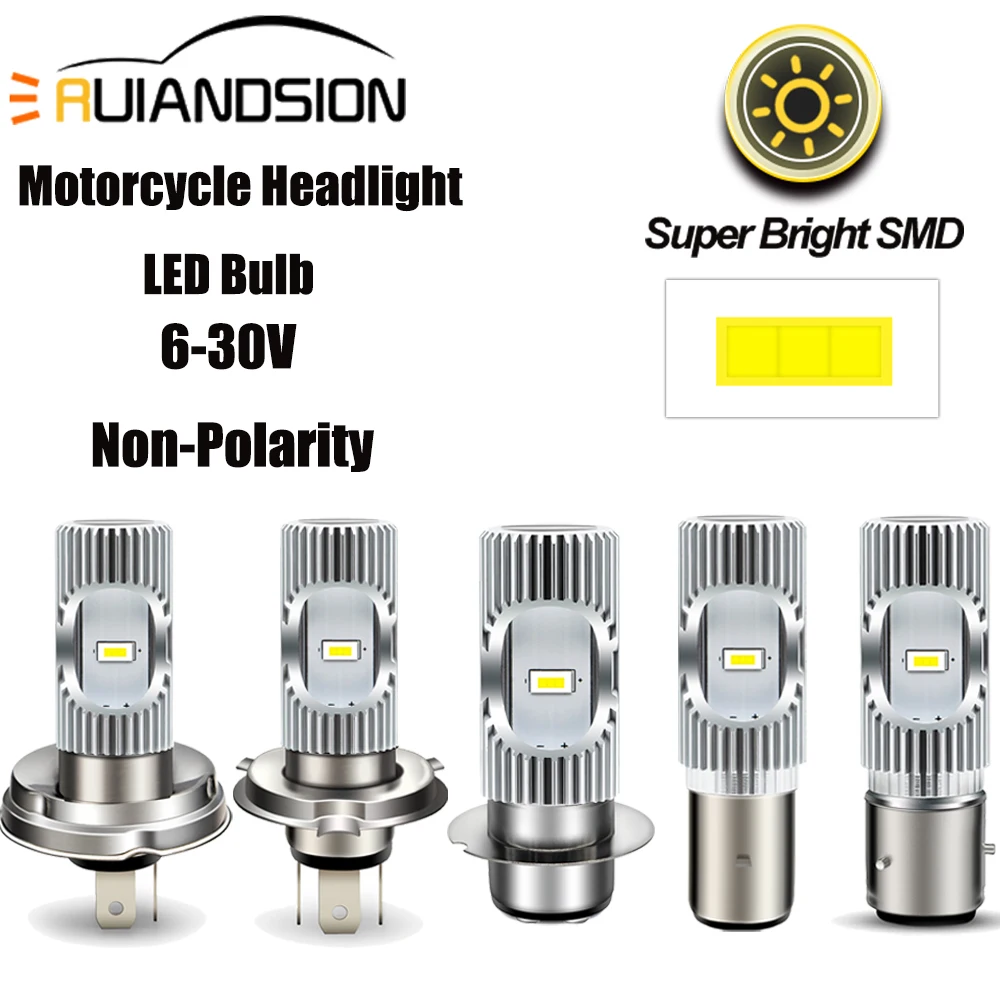 

H4 9003 LED Headlight Bulb P45T BA20D H6 BA21D P36D DC6-30V White Hi/Lo Beam OEM Replacement for Classic Scooter Moped ATV 2Pcs