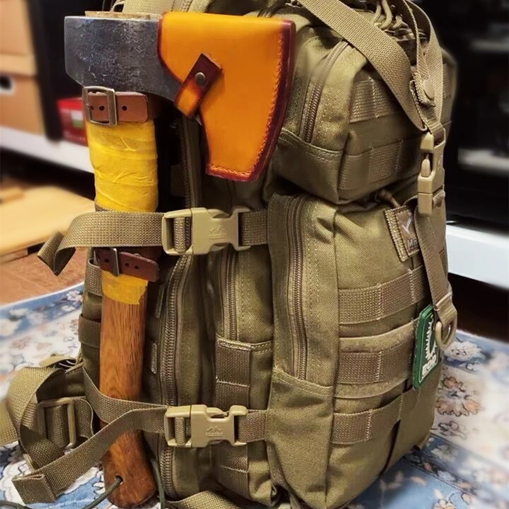 Outdool Tactical Molle Clip accessori portatili con copertura della lama dell'ascia durevole ascia in pelle Pu guaina Bushcraft strumenti da campeggio