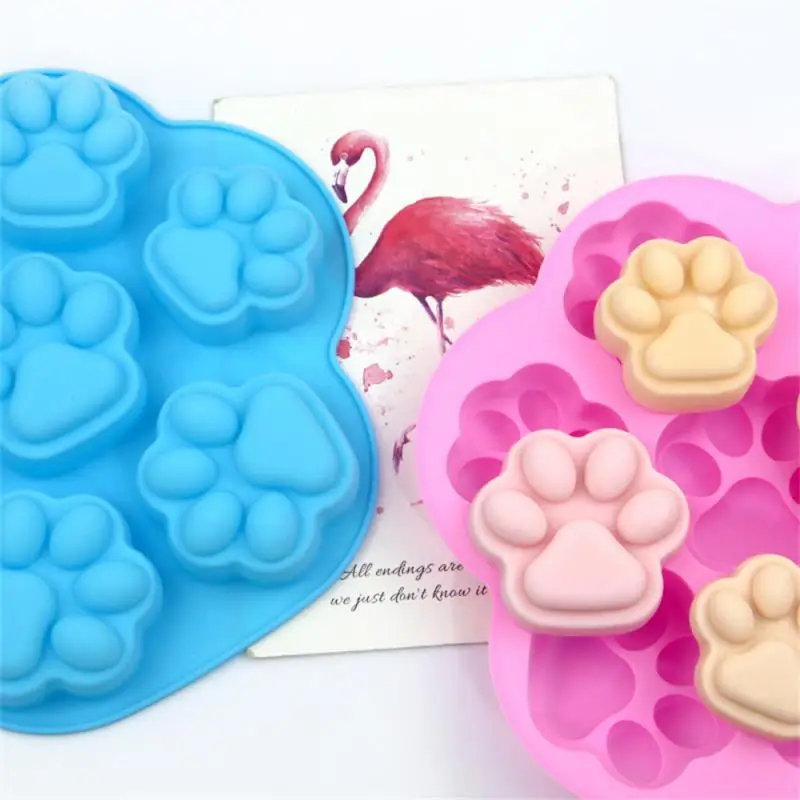 Dog Paw Bone Mold Pet Treats Silicone Mould Puppy Cat Print Treat Moldes De Silicona Baking Accessories Cupcake Topper