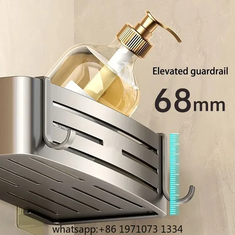 No-Drill Bathroom Shelf Shelves Shampoo Makeup Storage Holder Kitchen Organizer Wall Mounted Bathroom Accessories Aluminum Alloy