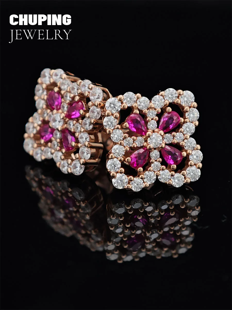 

Chu Ping Fine Jewelry Lab Ruby Pear Shape 2*3 мм Серьги с покрытием из розового золота Изысканные и модные для нее на помолвку или в подарок