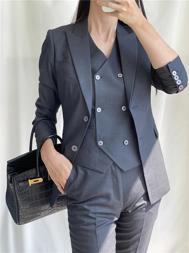 

Deep ey Women's Suit Set Tee Pieces Host Commute Slimming Sle Profional Clothing Autumn New Arrival Formal Wear