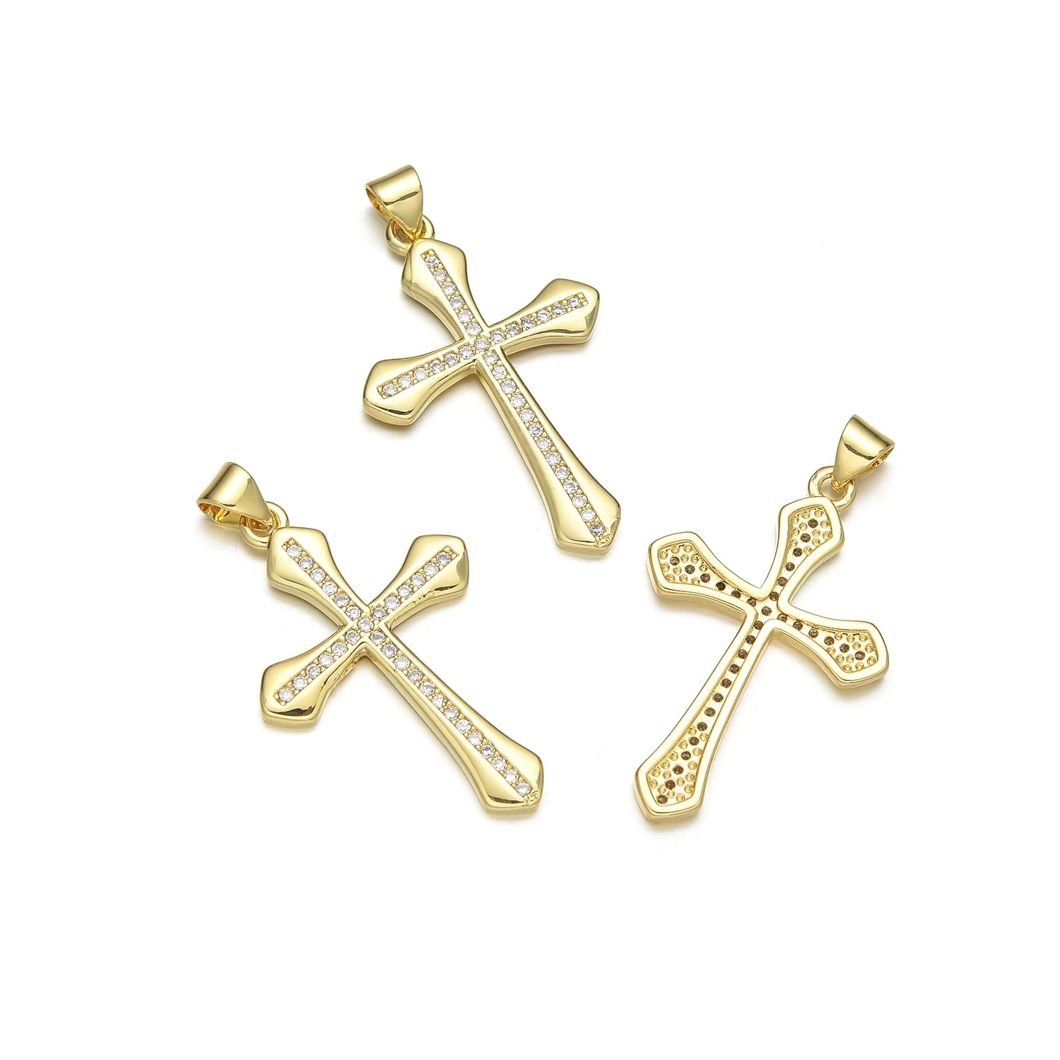 5pcs European and American Holy Cross Zircon Pendant Accessories DIY Bracelet Necklace Jewelry Production Material Wholesale